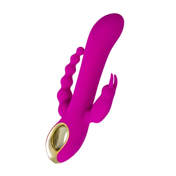 Лиловый тройной вибратор Trinny - 21,5 см. Лиловый тройной вибратор Trinny - 21,5 см.