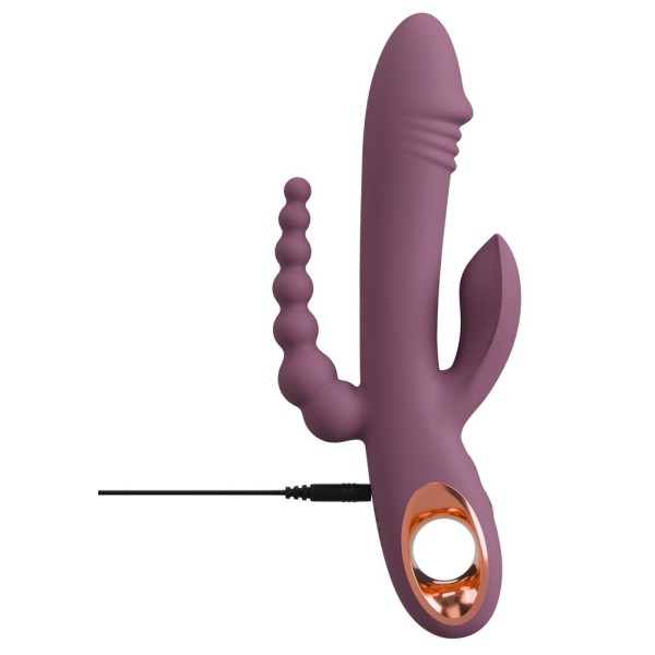 Сливовый вибратор с клиторальным отростком и анальным хвостом Slim Triple Plum - 21,4 см. Сливовый вибратор с клиторальным отростком и анальным хвостом Slim Triple Plum - 21,4 см.