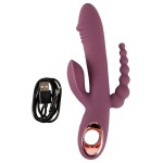 Сливовый вибратор с клиторальным отростком и анальным хвостом Slim Triple Plum - 21,4 см. Сливовый вибратор с клиторальным отростком и анальным хвостом Slim Triple Plum - 21,4 см.
