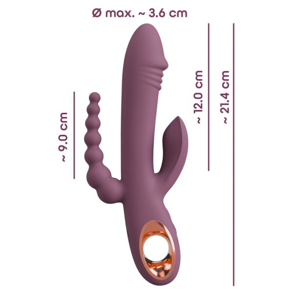 Сливовый вибратор с клиторальным отростком и анальным хвостом Slim Triple Plum - 21,4 см. Сливовый вибратор с клиторальным отростком и анальным хвостом Slim Triple Plum - 21,4 см.