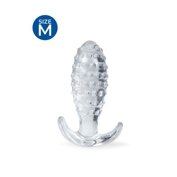 Прозрачная анальная пробка с шишечками - 8 см.