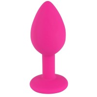 Розовая малая силиконовая пробка с прозрачным кристаллом