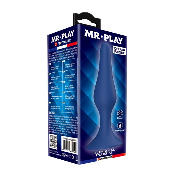 Синяя анальная пробка Slim Anal Plug XL - 15,4 см. Синяя анальная пробка Slim Anal Plug XL - 15,4 см.