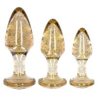 Набор из 3 золотистых анальных пробок Acrylic Goldchip Butt Plug Set Набор из 3 золотистых анальных пробок Acrylic Goldchip Butt Plug Set