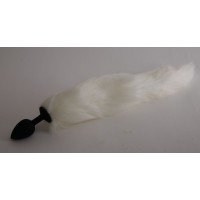 Силиконовая анальная пробка с белоснежным хвостом Снежный Барс Силиконовая анальная пробка с белоснежным хвостом Снежный Барс