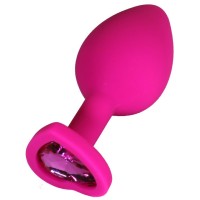 Розовая анальная пробка с кристаллом-сердечком - 8 см. Розовая анальная пробка с кристаллом-сердечком - 8 см.