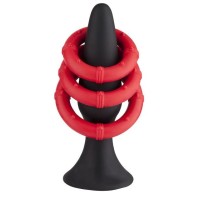 Набор из черного анального плага и 3 красных эрекционных колец Набор из черного анального плага и 3 красных эрекционных колец
