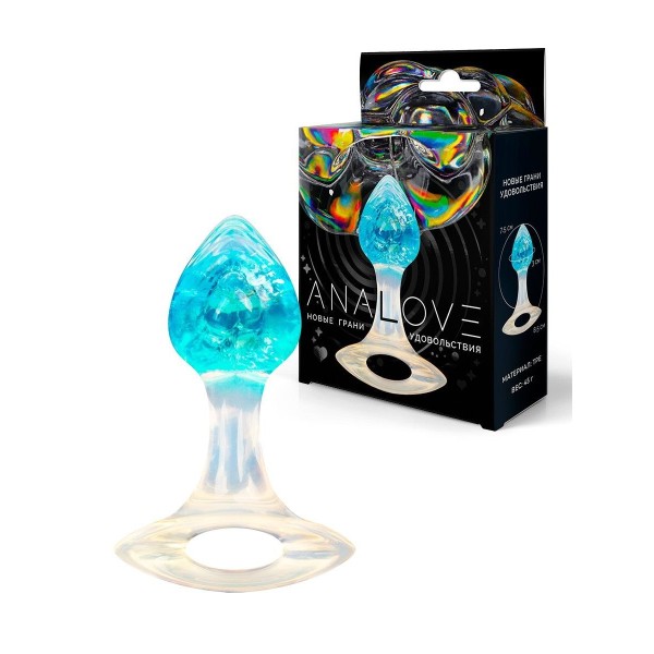 Голубоватая анальная пробка с ручкой - 8,5 см. Голубоватая анальная пробка с ручкой - 8,5 см.