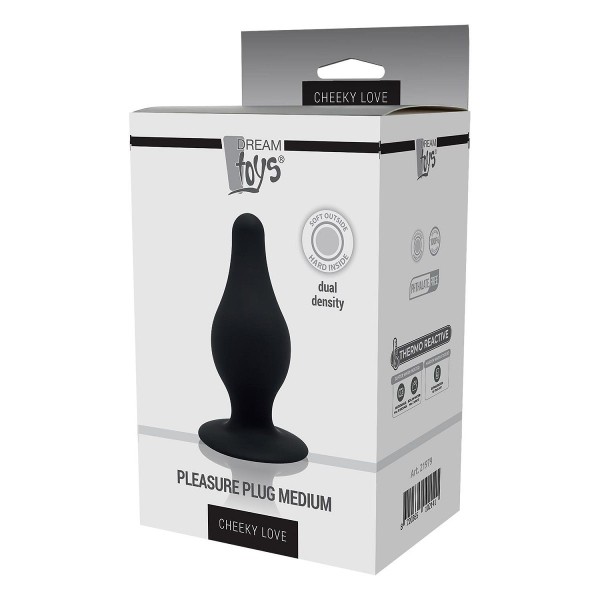 Черный анальный стимулятор DUAL DENSITY PLEASURE PLUG M - 9,3 см.