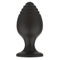 Черная малая силиконовая анальная пробка с ребрышками на кончике Черная малая силиконовая анальная пробка с ребрышками на кончике