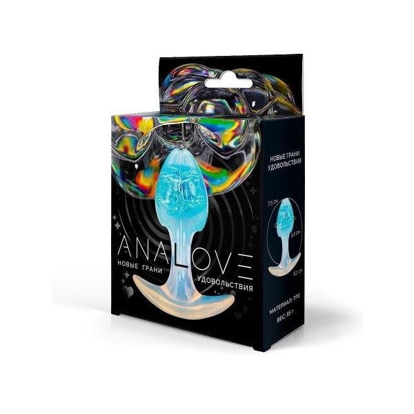 Голубоватая анальная пробка - 8,2 см.