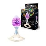 Сиреневатая анальная пробка с ручкой - 8,5 см.