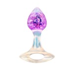 Сиреневатая анальная пробка с ручкой - 8,5 см.