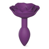 Фиолетовая анальная пробка с ограничителем-розой Open Rose Size S Butt Plug