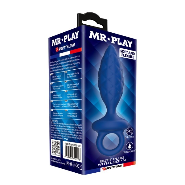Синяя анальная пробка с кольцом Butt Plug with Loop M - 13,4 см. Синяя анальная пробка с кольцом Butt Plug with Loop M - 13,4 см.