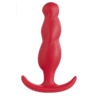Красная анальная пробка с волнообразным рельефом - 13 см.