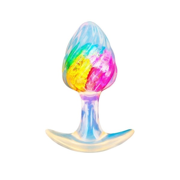 Яркая анальная пробка со спиралевидным рельефом - 9 см.