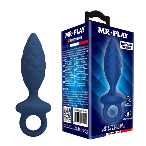 Синяя анальная пробка с кольцом Butt Plug with Loop S - 11,5 см. Синяя анальная пробка с кольцом Butt Plug with Loop S - 11,5 см.