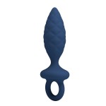 Синяя анальная пробка с кольцом Butt Plug with Loop L - 15,7 см.