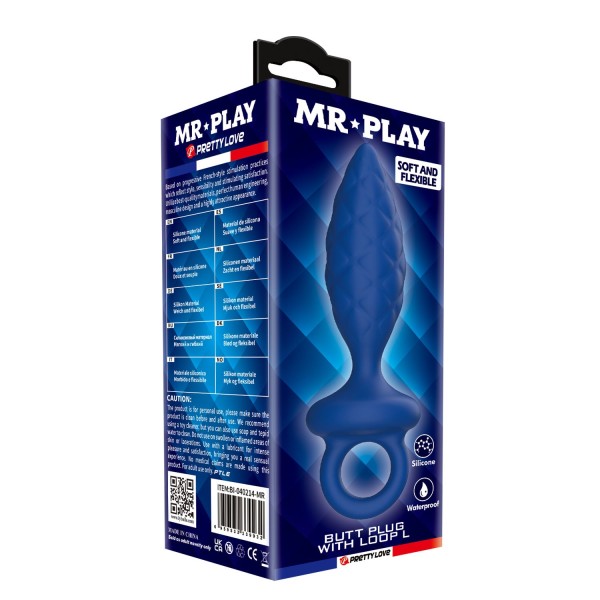 Синяя анальная пробка с кольцом Butt Plug with Loop L - 15,7 см. Синяя анальная пробка с кольцом Butt Plug with Loop L - 15,7 см.