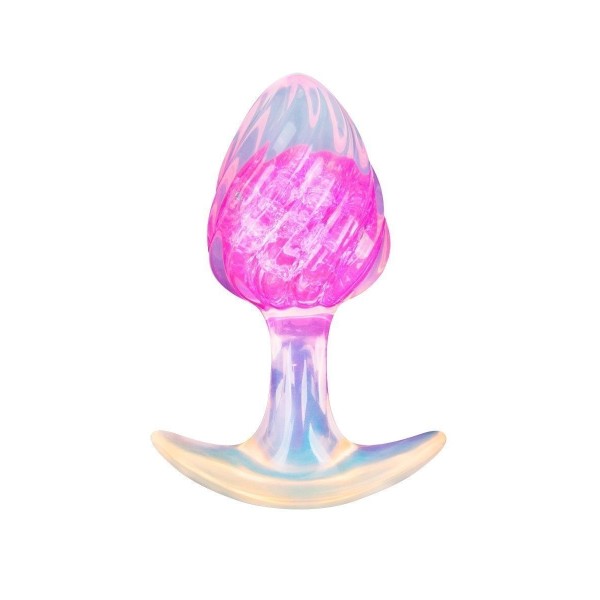 Розоватая анальная пробка со спиралевидным рельефом - 9 см.