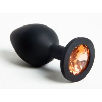 Черная силиконовая пробка с желтым стразом - 8,2 см. Черная силиконовая пробка с желтым стразом - 8,2 см.