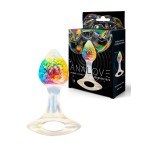 Яркая анальная пробка с ручкой - 8,5 см.