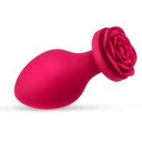 Малиновая анальная пробка с основанием-розой - 8,3 см. Малиновая анальная пробка с основанием-розой - 8,3 см.