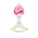 Розоватая анальная пробка с ручкой - 8,5 см.