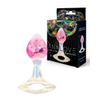 Розоватая анальная пробка с ручкой - 8,5 см.