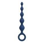Синяя анальная ёлочка с кольцом 5 Beads Anal Bead - 20,4 см.