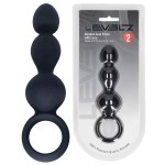 Черная анальная елочка Beaded Silicone Anal Probe with Loop Черная анальная елочка Beaded Silicone Anal Probe with Loop