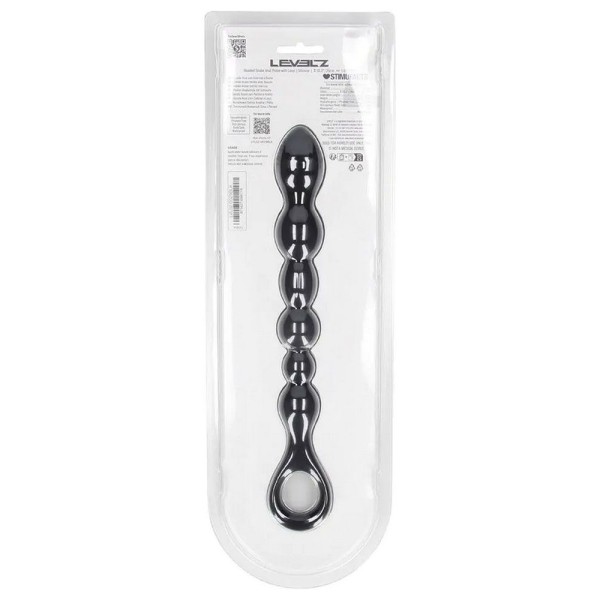 Черная силиконовая цепочка Beaded Snake Silicone Anal Probe with Loop - 26 см.