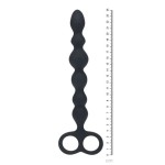 Черная анальная цепочка Beaded Silicone Anal Probe with Double Loop - 24 см.