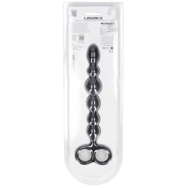 Черная анальная цепочка Beaded Silicone Anal Probe with Double Loop - 24 см.