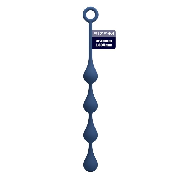 Синяя анальная ёлочка с кольцом Waterdrop Anal Balls 30 mm M - 33,5 см. Синяя анальная ёлочка с кольцом Waterdrop Anal Balls 30 mm M - 33,5 см.