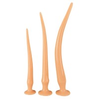 Набор из 3 телесных удлиненных анальных пробок Super Long Flexible Butt Plug Set