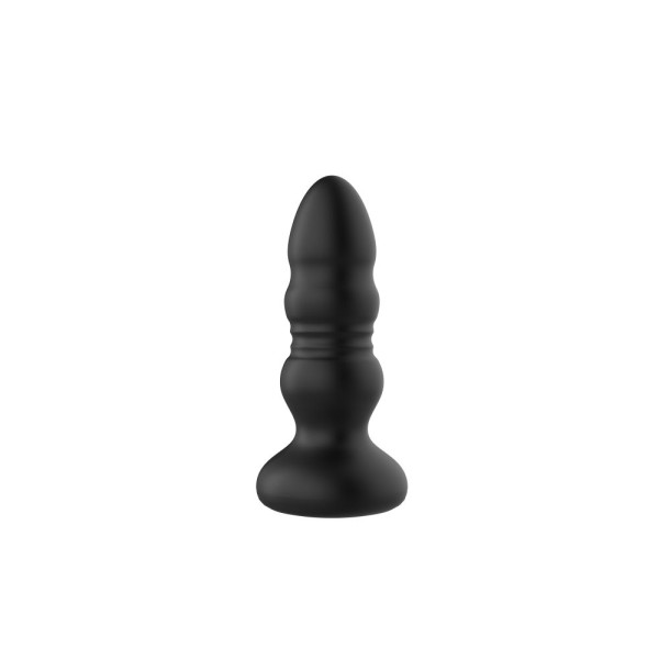 Черная анальная вибропробка с фрикционным механизмом и LED-подсветкой - 12,5 см. Черная анальная вибропробка с фрикционным механизмом и LED-подсветкой - 12,5 см.