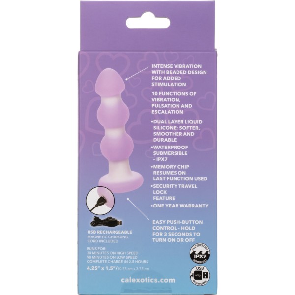 Сиреневая анальная пробка-ёлочка Beaded Probe - 10,7 см.
