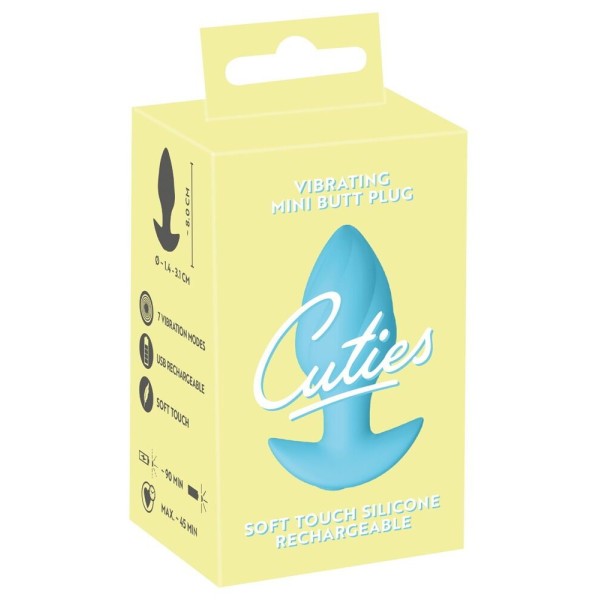 Голубая анальная пробка с вибрацией Cuties Vibrating Mini Butt Plug - 8 см. Голубая анальная пробка с вибрацией Cuties Vibrating Mini Butt Plug - 8 см.
