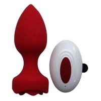 Красная анальная пробка Rose с пультом ДУ Красная анальная пробка Rose с пультом ДУ