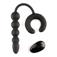 Черный анальный вибростимулятор с эрекционным кольцом Черный анальный вибростимулятор с эрекционным кольцом