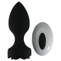 Черная анальная вибропробка Rose с пультом ДУ - 9 см.