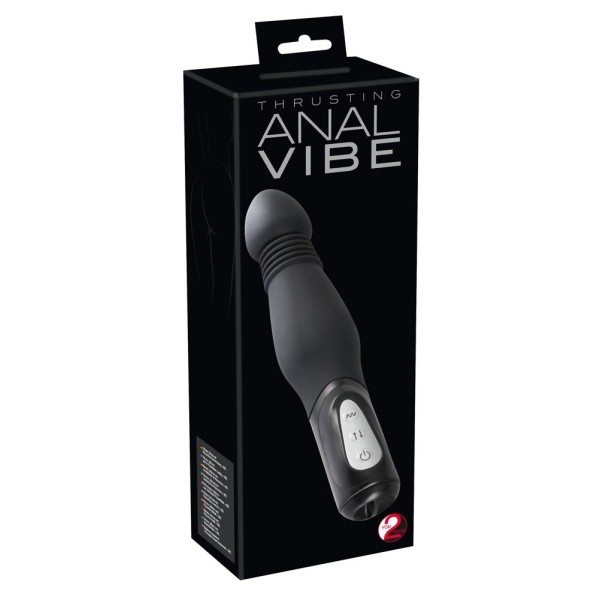 Чёрный анальный вибратор Thrusting Anal Vibe - 23,5 см.