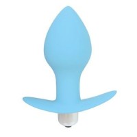 Голубая анальная пробка с вибрацией - 8 см. Голубая анальная пробка с вибрацией - 8 см.