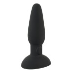 Черная анальная вибропробка с пульсацией в нижней части Thumping Anus Butt Plug - 15 см.