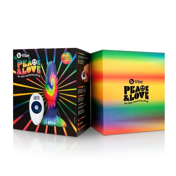 Разноцветная анальная пробка с эффектом римминга Peace Love Tie-Dye - 15,2 см.