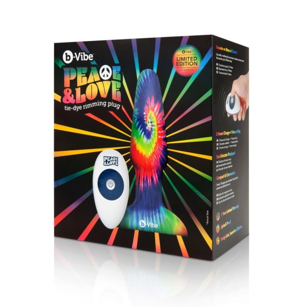 Разноцветная анальная пробка с эффектом римминга Peace Love Tie-Dye - 15,2 см.