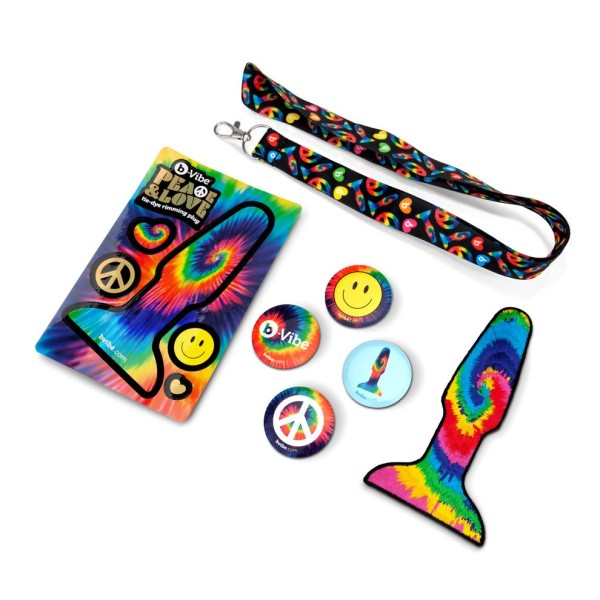 Разноцветная анальная пробка с эффектом римминга Peace Love Tie-Dye - 15,2 см.