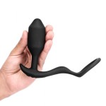 Черная анальная вибропробка с эрекционным кольцом Vibrating Snug Tug M